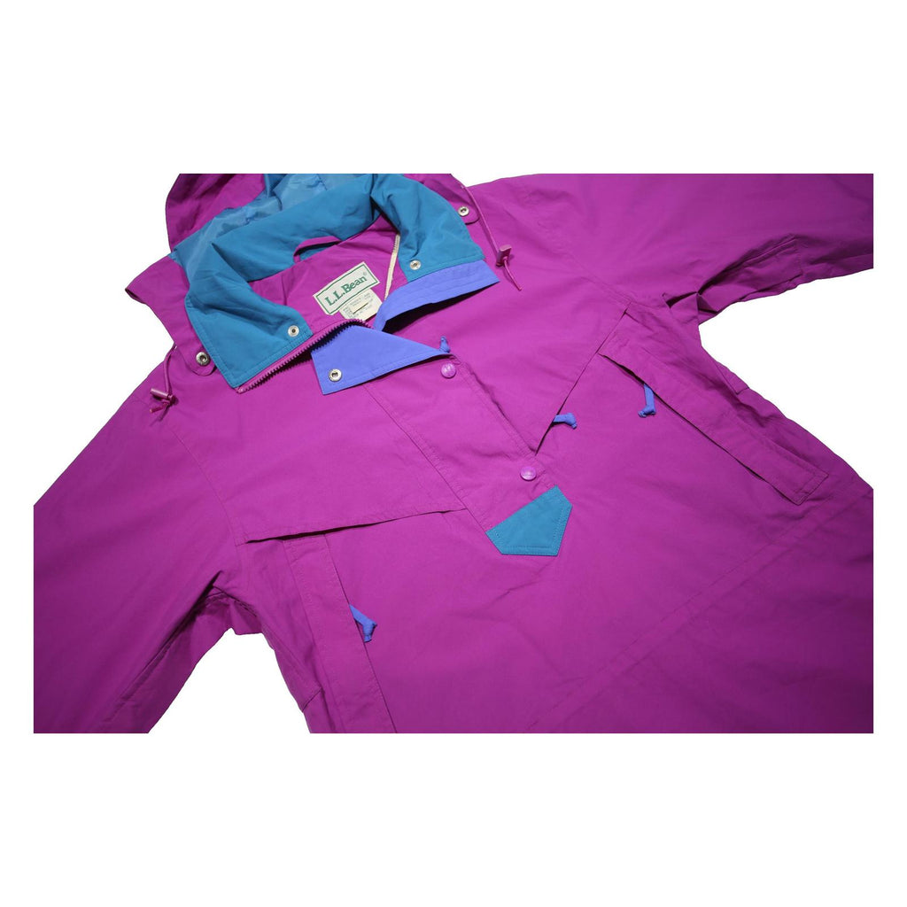 LL BEAN Womens Purple & Blue Outdoor Jacket S Polyester Hooded Zip