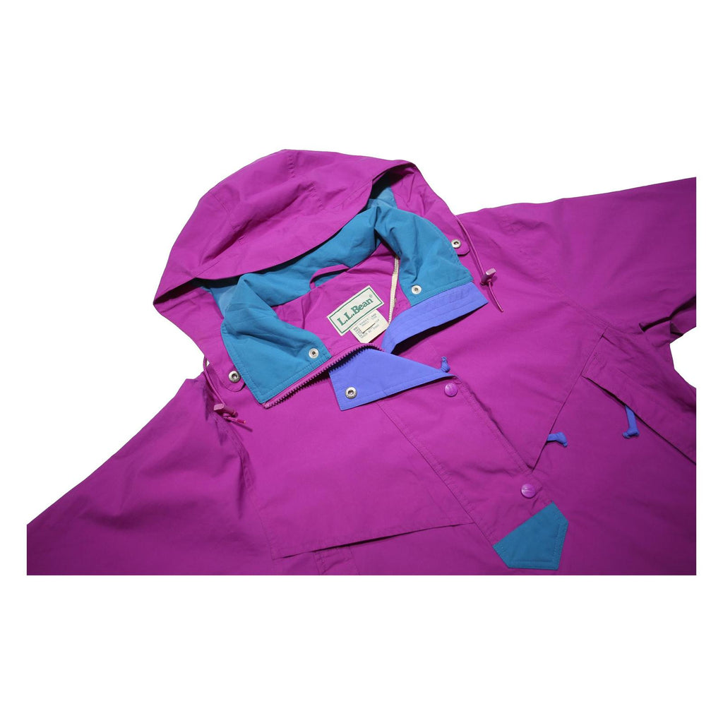 LL BEAN Womens Purple & Blue Outdoor Jacket S Polyester Hooded Zip