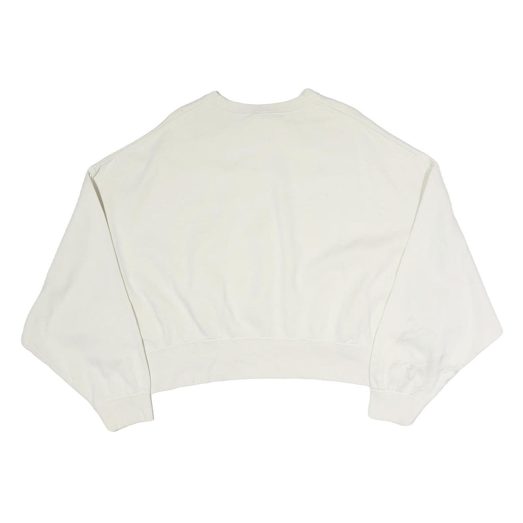 NIKE Womens White Crew Neck L Cotton Pullover Sweatshirt Minimalist Style