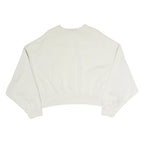 NIKE Womens White Crew Neck L Cotton Pullover Sweatshirt Minimalist Style