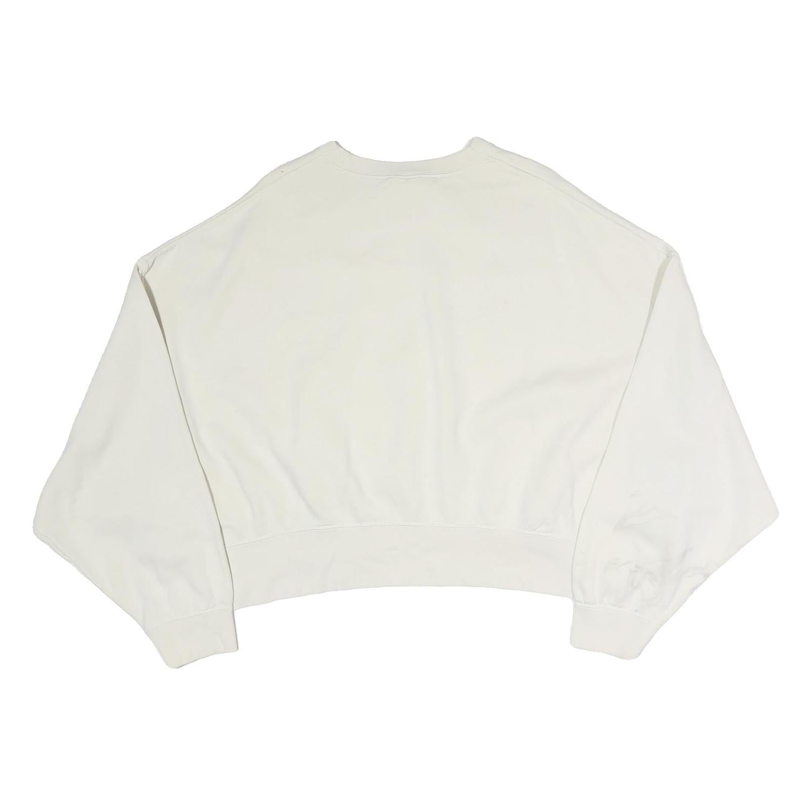 NIKE Womens White Crew Neck L Cotton Pullover Sweatshirt Minimalist Style