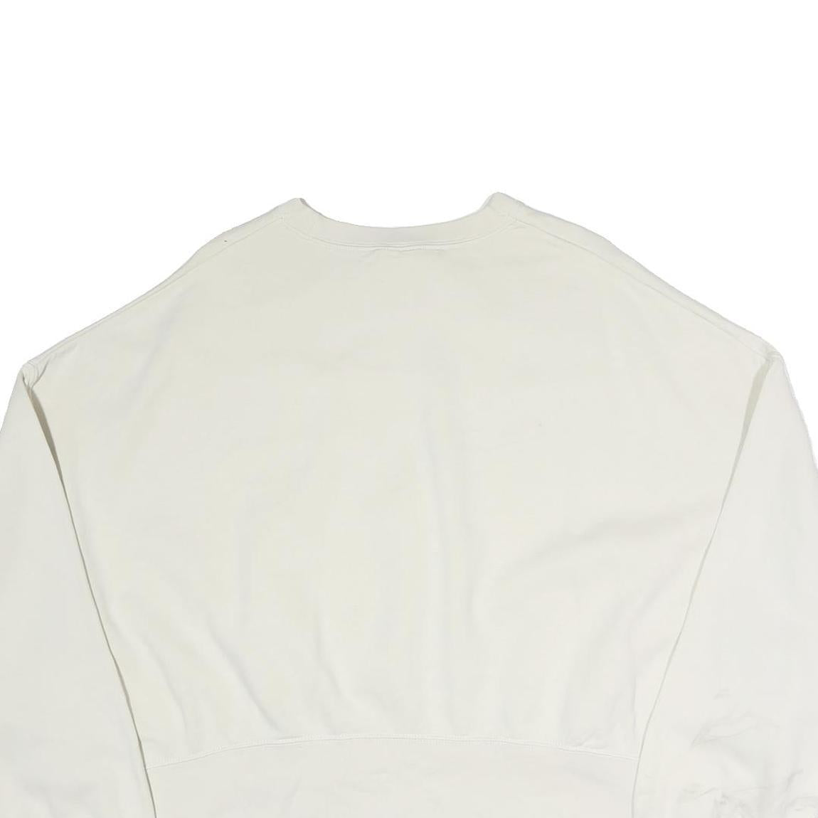 NIKE Womens White Crew Neck L Cotton Pullover Sweatshirt Minimalist Style