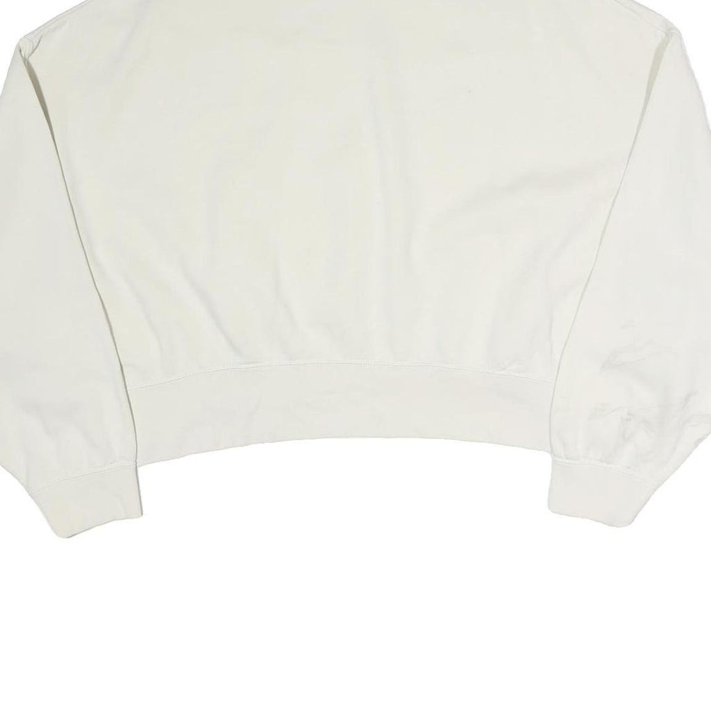 NIKE Womens White Crew Neck L Cotton Pullover Sweatshirt Minimalist Style
