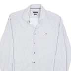 TOMMY HILFIGER Mens Blue & White Patterned Shirt S Cotton Blend Casual Smart