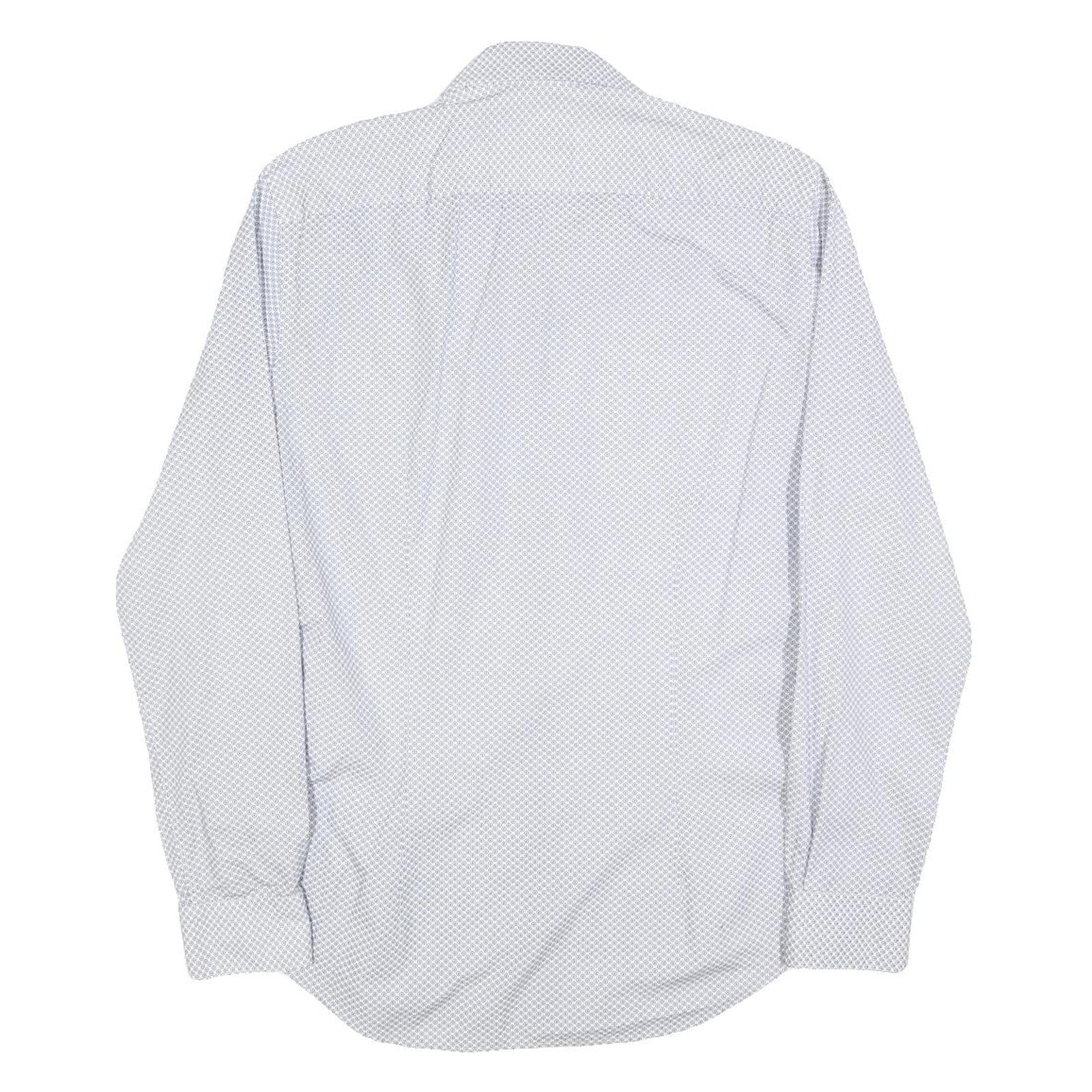 TOMMY HILFIGER Mens Blue & White Patterned Shirt S Cotton Blend Casual Smart