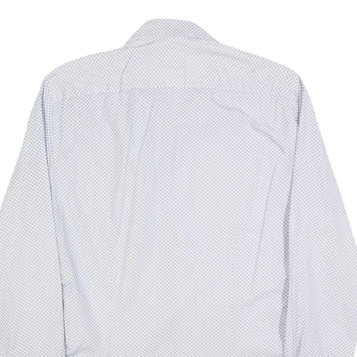 TOMMY HILFIGER Mens Blue & White Patterned Shirt S Cotton Blend Casual Smart