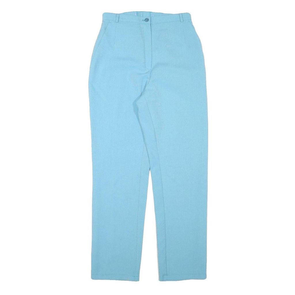 Womens Regular Fit Blue Polyester Blend Trousers W27 L29 Zip Closure Casual