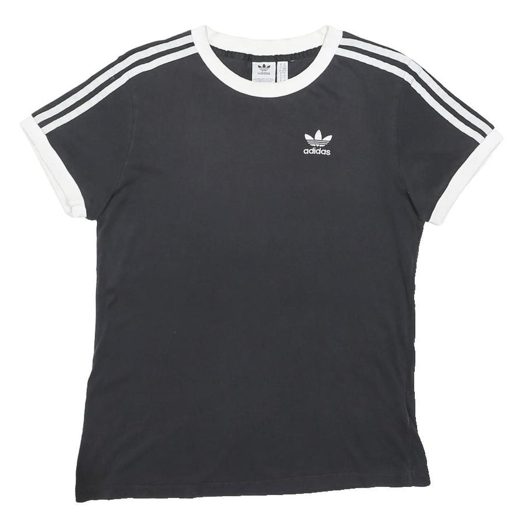 ADIDAS ORIGINALS Womens Black & White Classic T-Shirt UK 6 Short Sleeve Crew