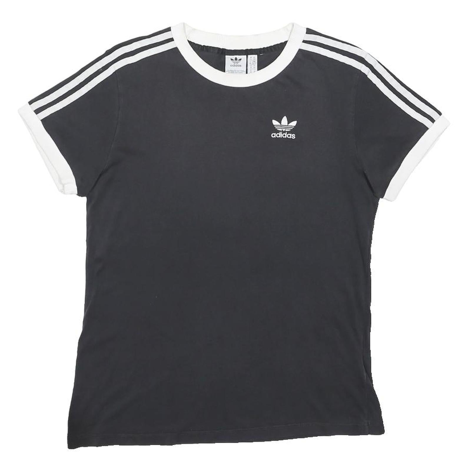 ADIDAS ORIGINALS Womens Black & White Classic T-Shirt UK 6 Short Sleeve Crew