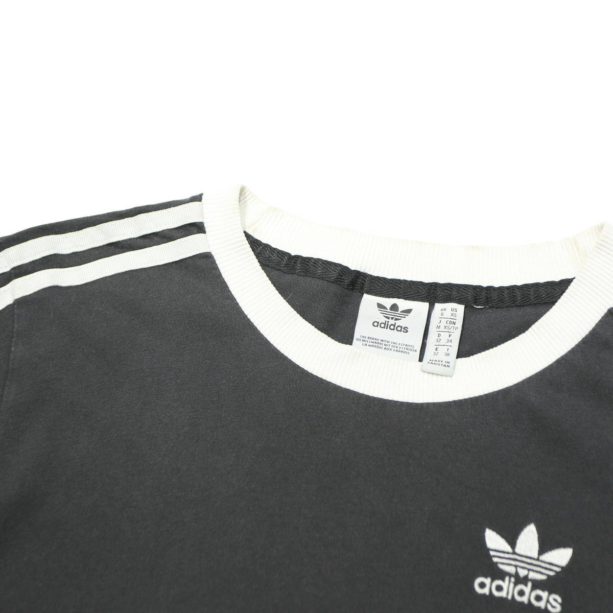 ADIDAS ORIGINALS Womens Black & White Classic T-Shirt UK 6 Short Sleeve Crew