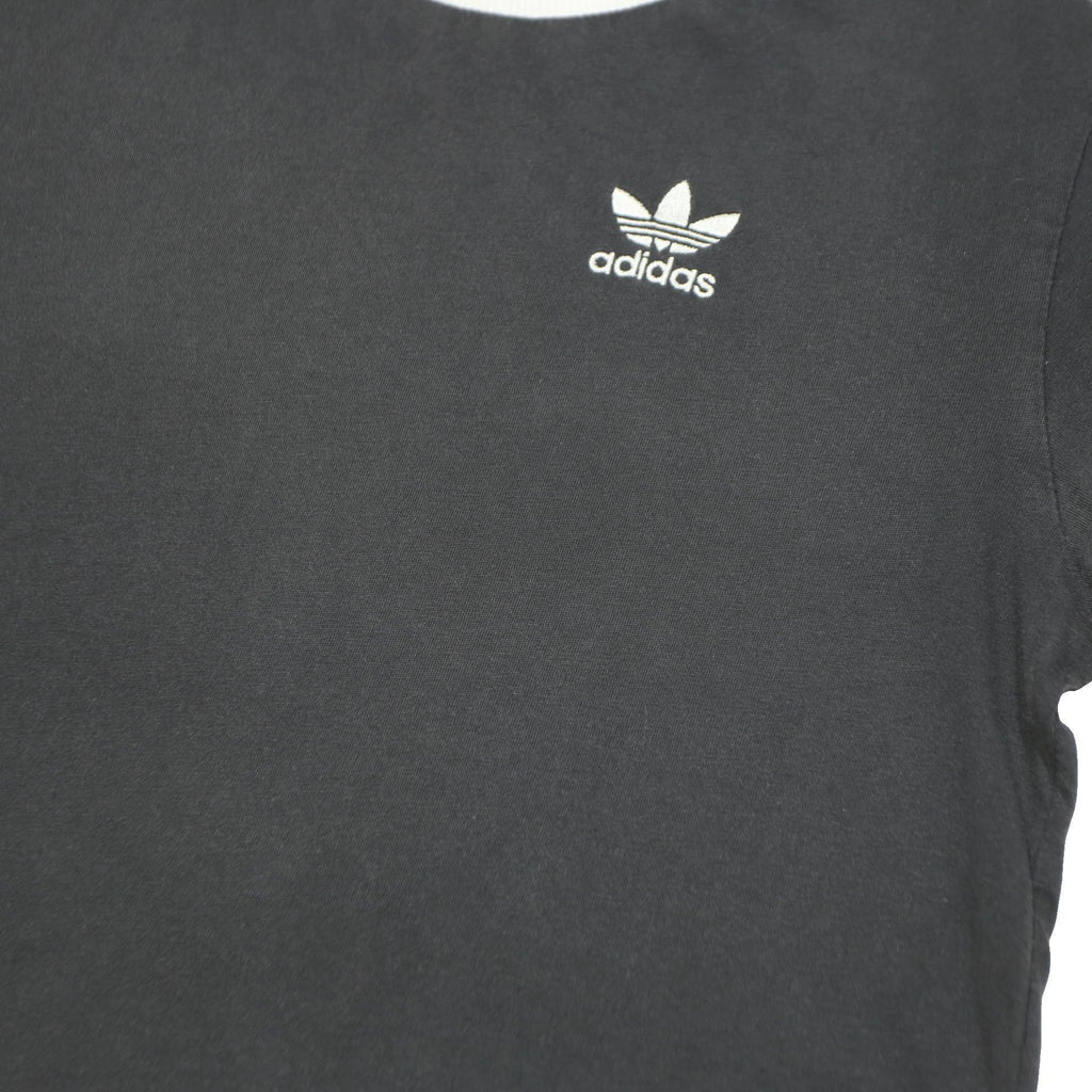 ADIDAS ORIGINALS Womens Black & White Classic T-Shirt UK 6 Short Sleeve Crew