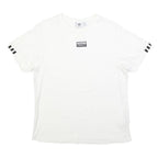 ADIDAS Womens White Graphic T-Shirt UK 18 Short Sleeve Crew Neck Logo Casual