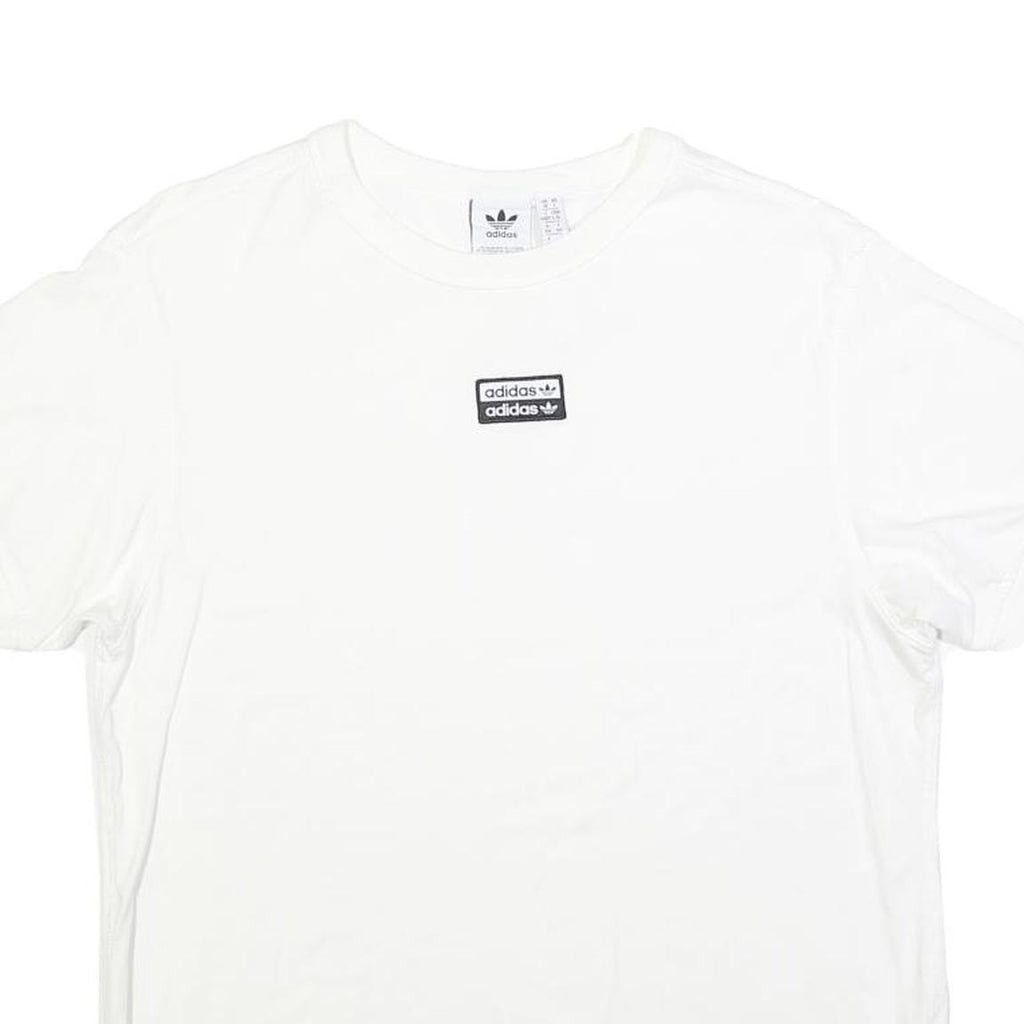 ADIDAS Womens White Graphic T-Shirt UK 18 Short Sleeve Crew Neck Logo Casual