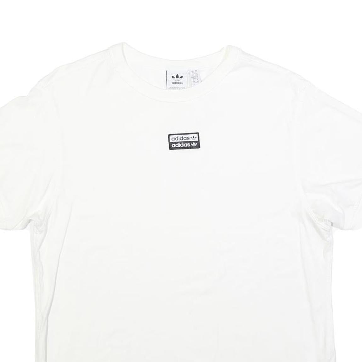 ADIDAS Womens White Graphic T-Shirt UK 18 Short Sleeve Crew Neck Logo Casual