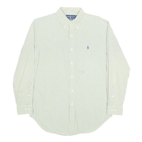 RALPH LAUREN Mens White & Blue Checked Shirt L Classic Fit Long Sleeve Button