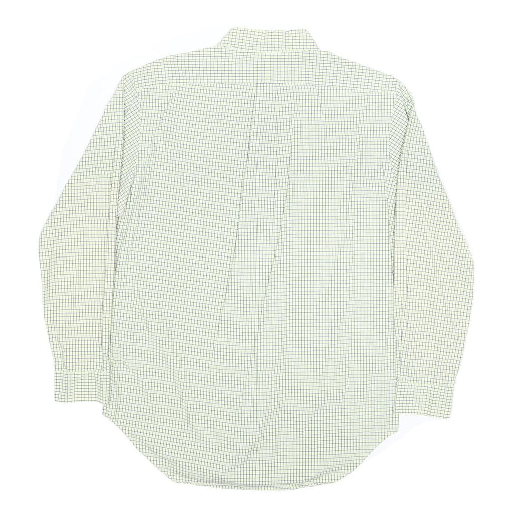 RALPH LAUREN Mens White & Blue Checked Shirt L Classic Fit Long Sleeve Button