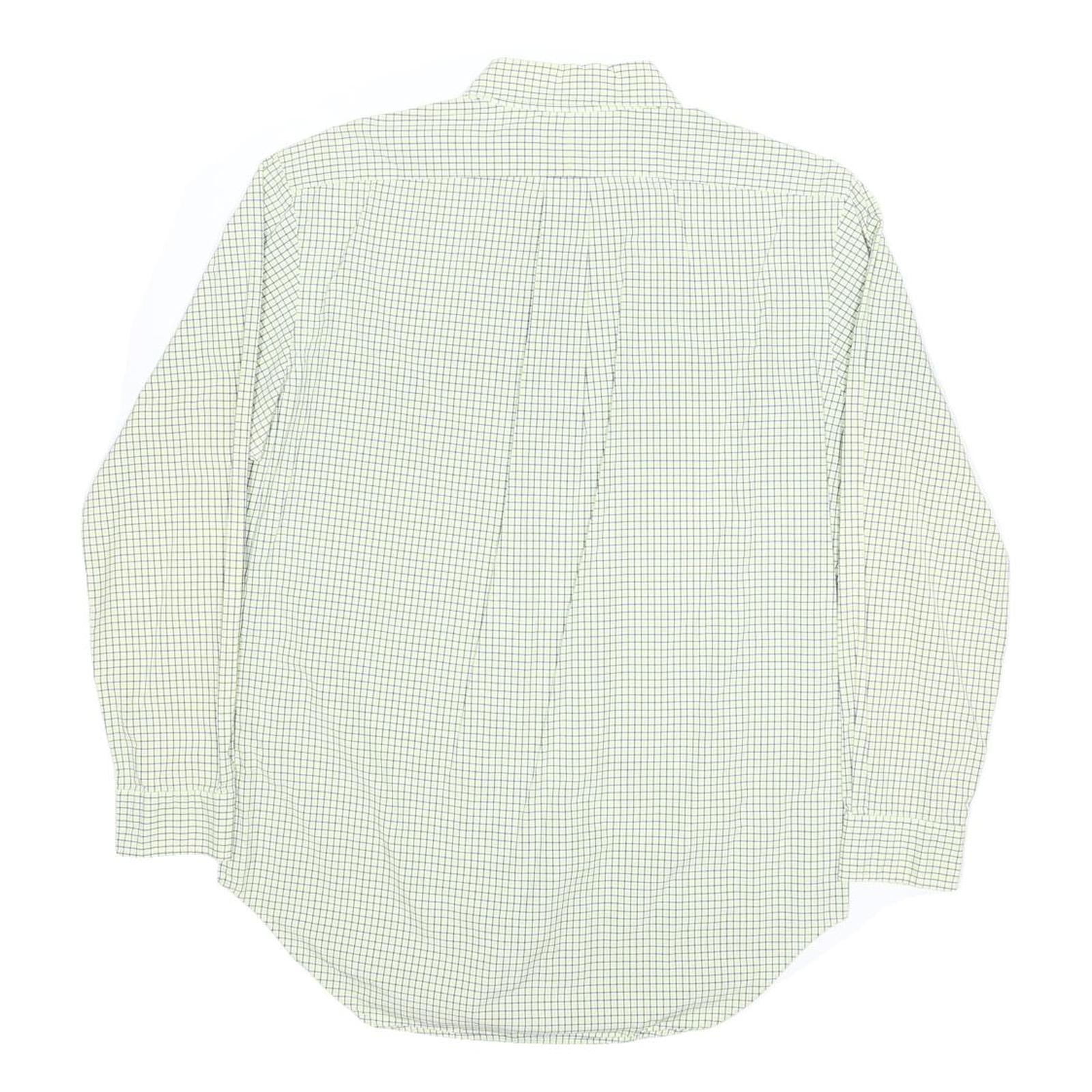 RALPH LAUREN Mens White & Blue Checked Shirt L Classic Fit Long Sleeve Button