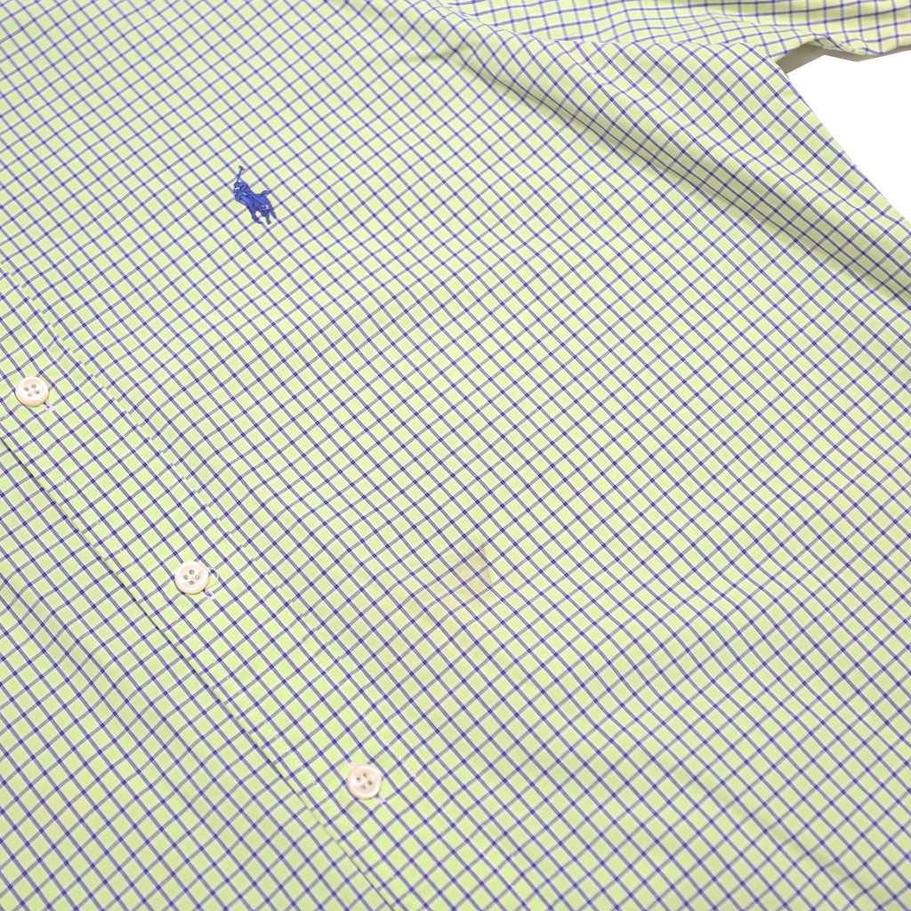 RALPH LAUREN Mens White & Blue Checked Shirt L Classic Fit Long Sleeve Button