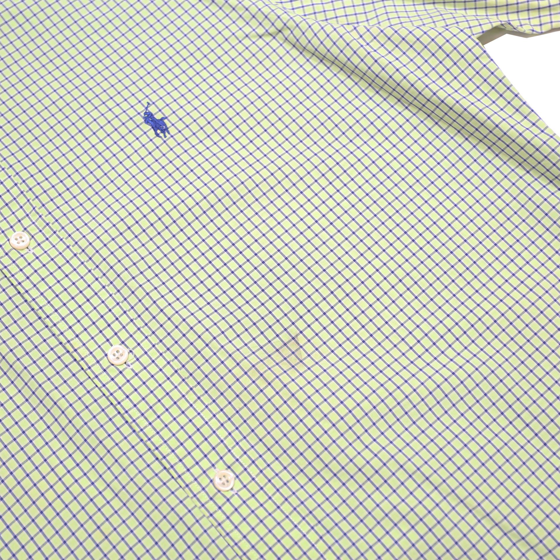RALPH LAUREN Mens White & Blue Checked Shirt L Classic Fit Long Sleeve Button