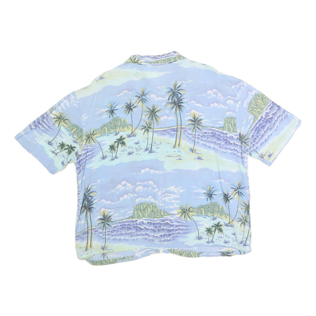 GLOBE TROTTER 2 Womens Light Blue & Green Printed Cotton Blend Shirt Short