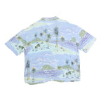 GLOBE TROTTER 2 Womens Light Blue & Green Printed Cotton Blend Shirt Short