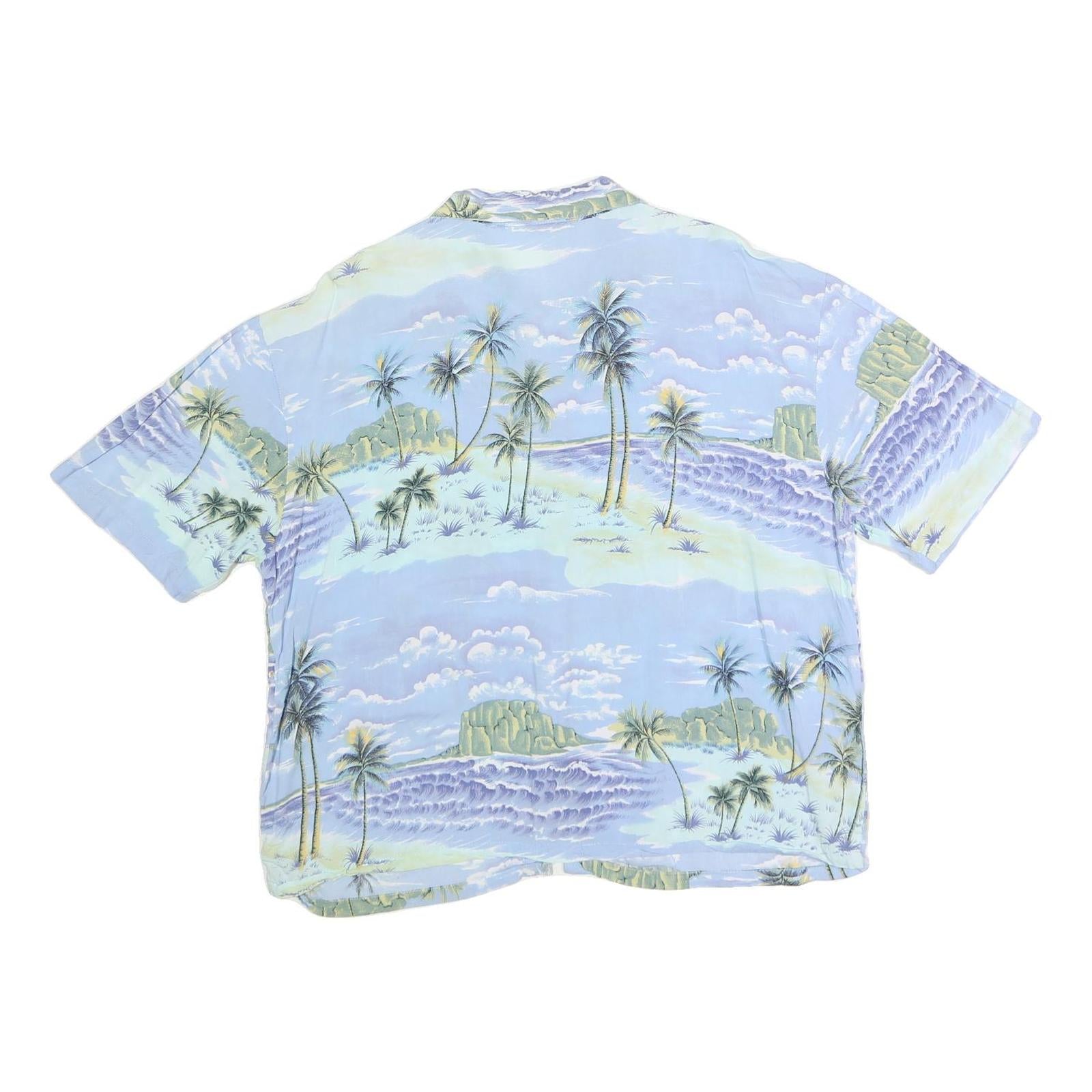 GLOBE TROTTER 2 Womens Light Blue & Green Printed Cotton Blend Shirt Short