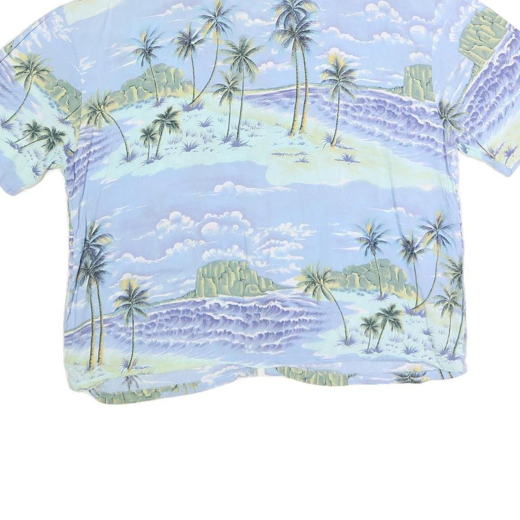 GLOBE TROTTER 2 Womens Light Blue & Green Printed Cotton Blend Shirt Short