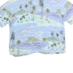 GLOBE TROTTER 2 Womens Light Blue & Green Printed Cotton Blend Shirt Short