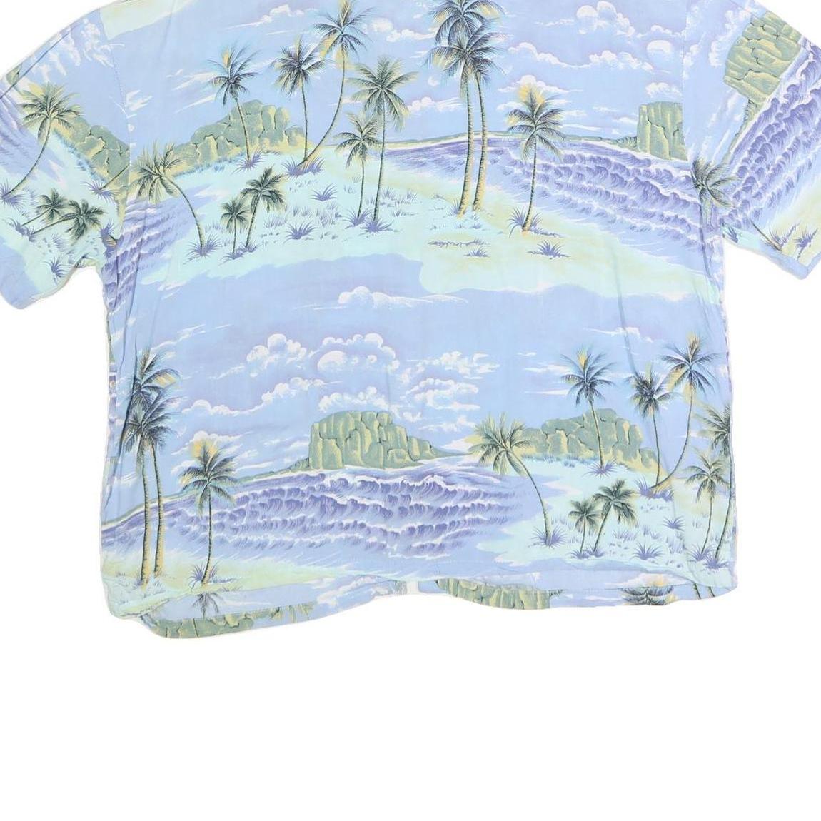 GLOBE TROTTER 2 Womens Light Blue & Green Printed Cotton Blend Shirt Short
