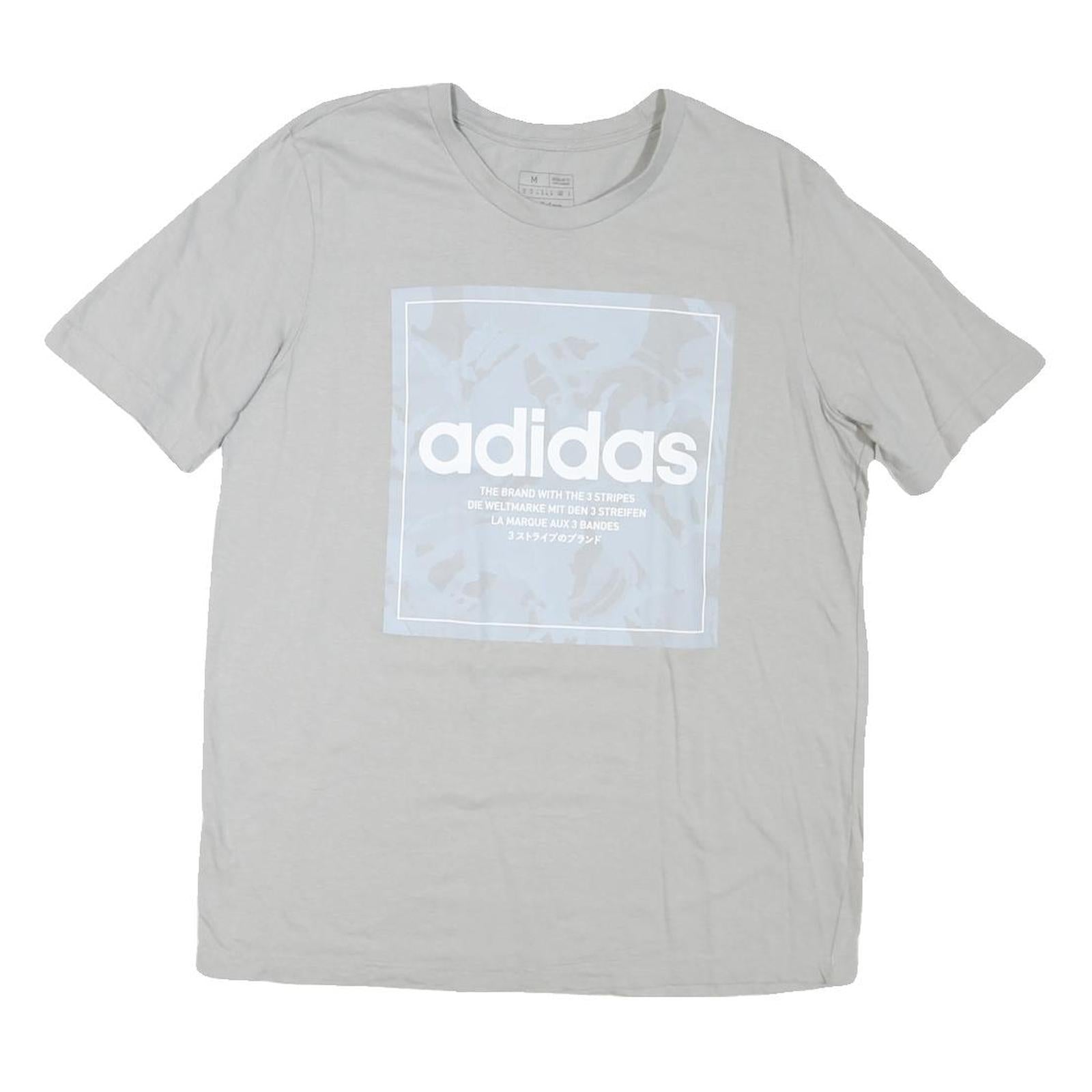 ADIDAS Mens Grey Graphic T-Shirt M Short Sleeve Crew Neck Brand Logo Cotton