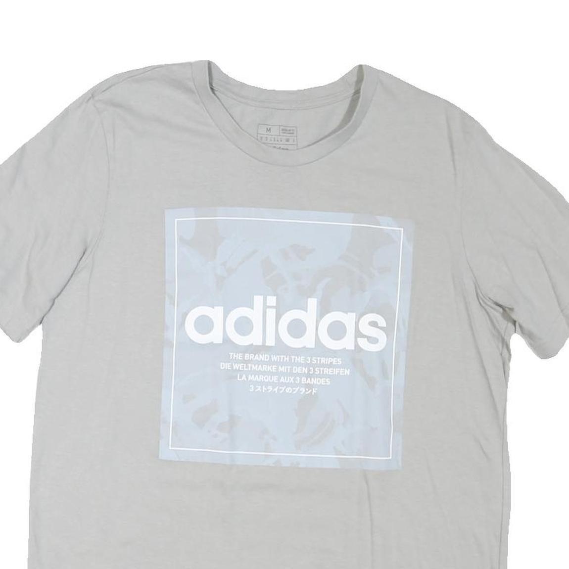 ADIDAS Mens Grey Graphic T-Shirt M Short Sleeve Crew Neck Brand Logo Cotton