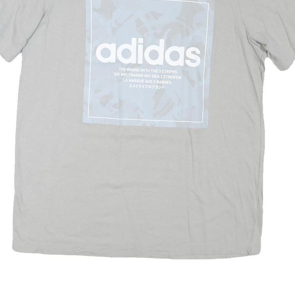 ADIDAS Mens Grey Graphic T-Shirt M Short Sleeve Crew Neck Brand Logo Cotton
