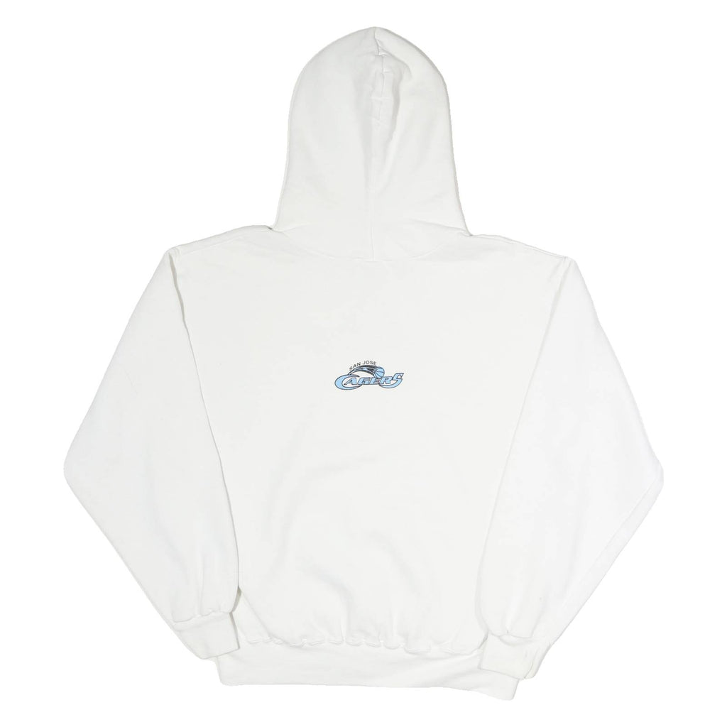 JERZEES Mens White San Jose Cagers Basketball Hoodie L Cotton Pullover Casual