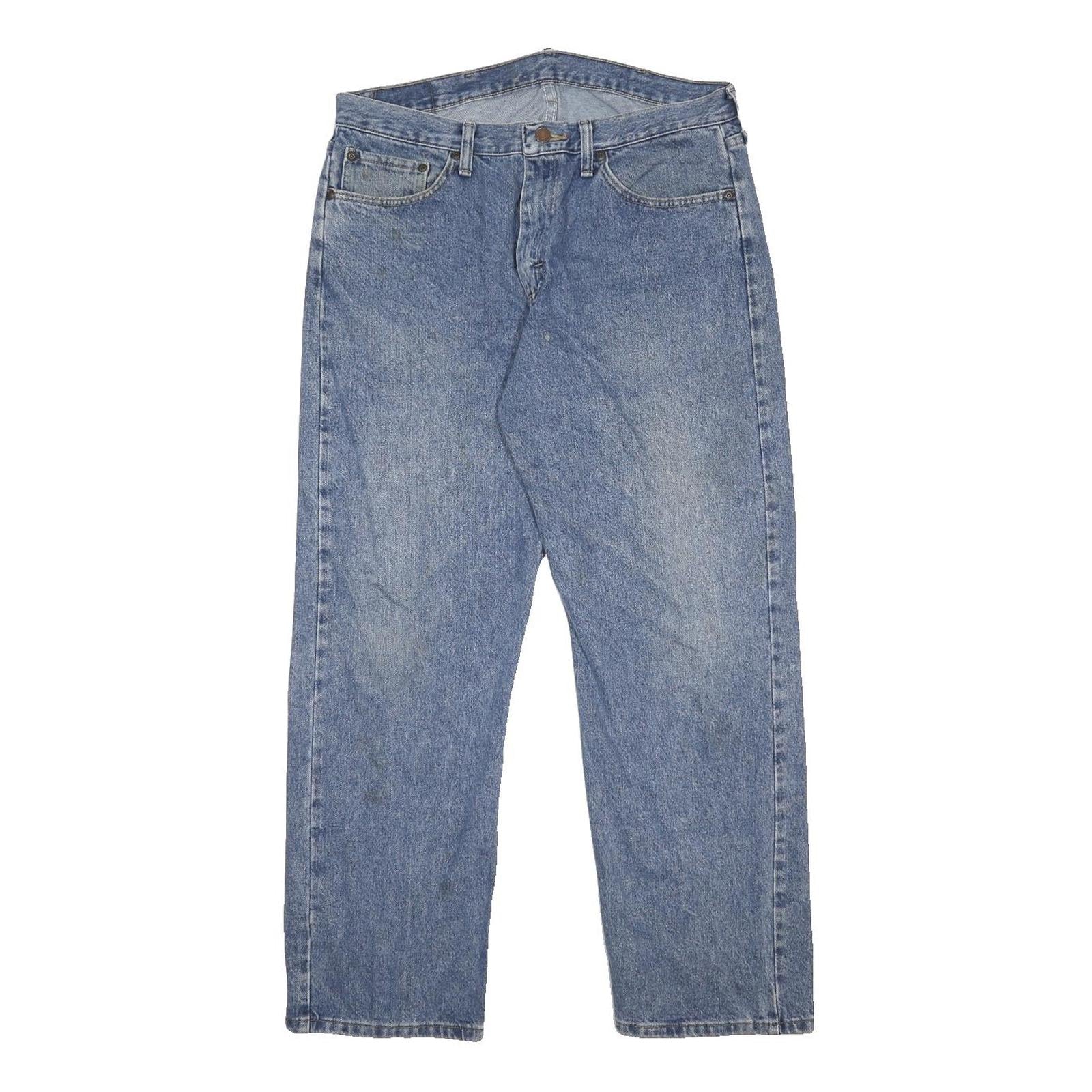 WRANGLER Mens Relaxed Blue Denim Jeans W34 L30 Classic Cotton Zip Pocketed