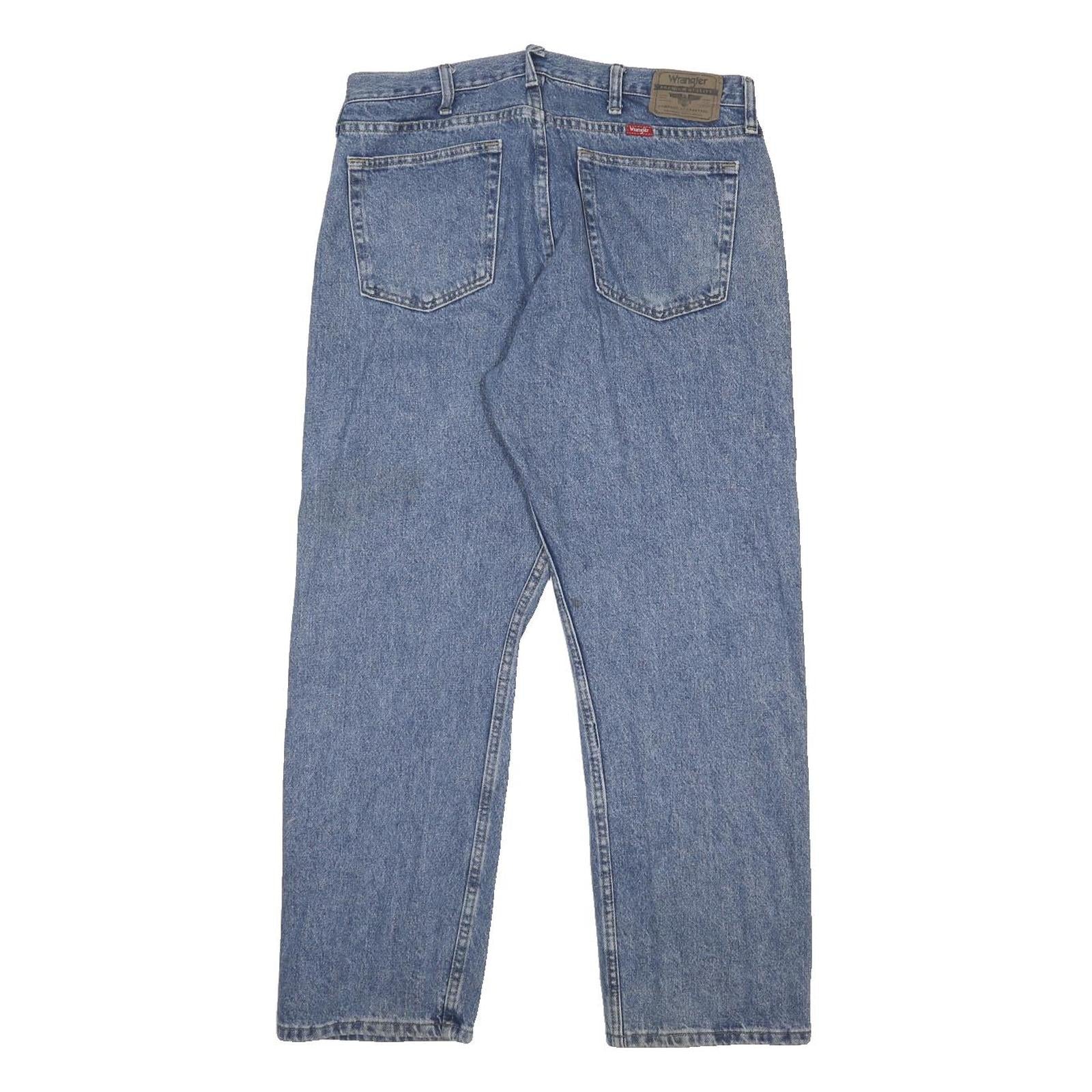 WRANGLER Mens Relaxed Blue Denim Jeans W34 L30 Classic Cotton Zip Pocketed