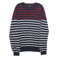 TOMMY HILFIGER Mens Navy Red & White Striped Plain Crew Neck Basic Knit XL