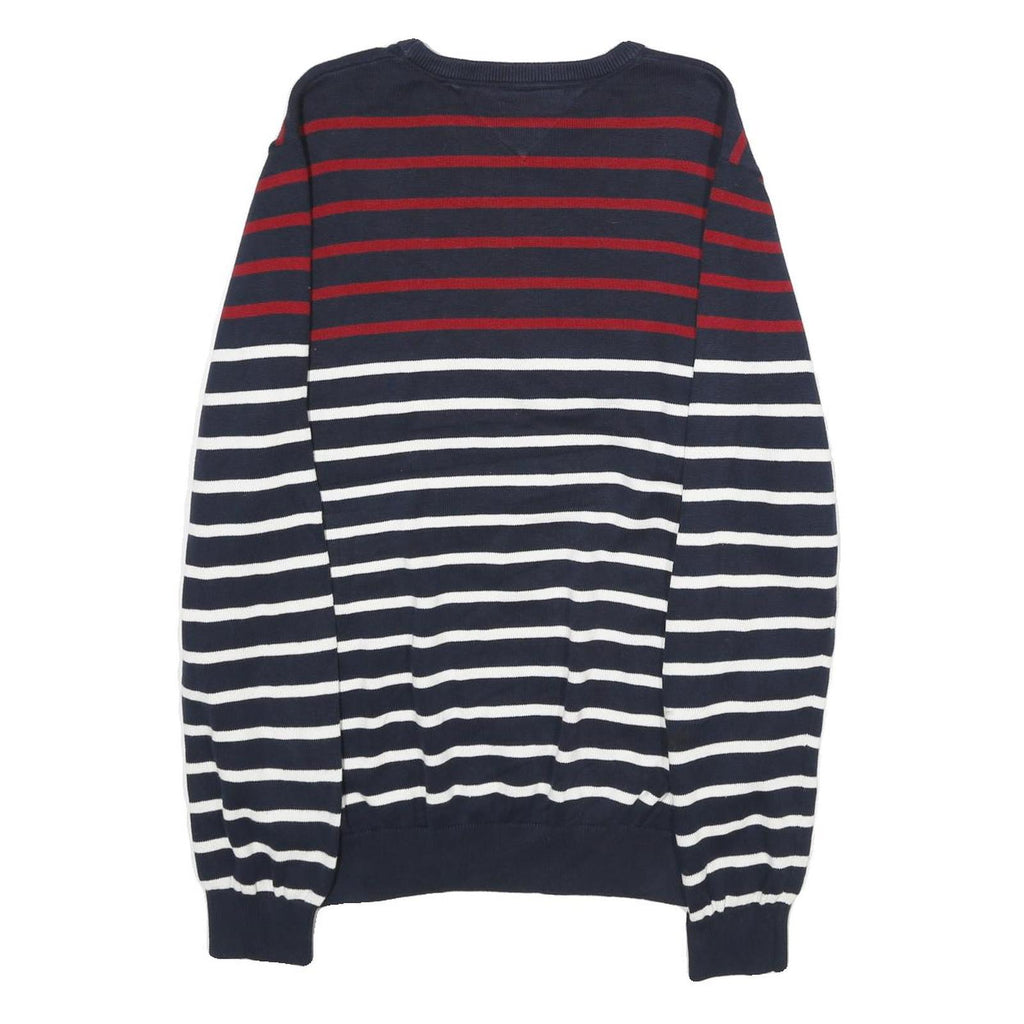 TOMMY HILFIGER Mens Navy Red & White Striped Plain Crew Neck Basic Knit XL