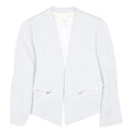 SANDRO Womens White Linen Blend Tailored Jacket S Zip Pockets Styled