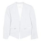 SANDRO Womens White Linen Blend Tailored Jacket S Zip Pockets Styled