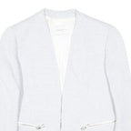 SANDRO Womens White Linen Blend Tailored Jacket S Zip Pockets Styled