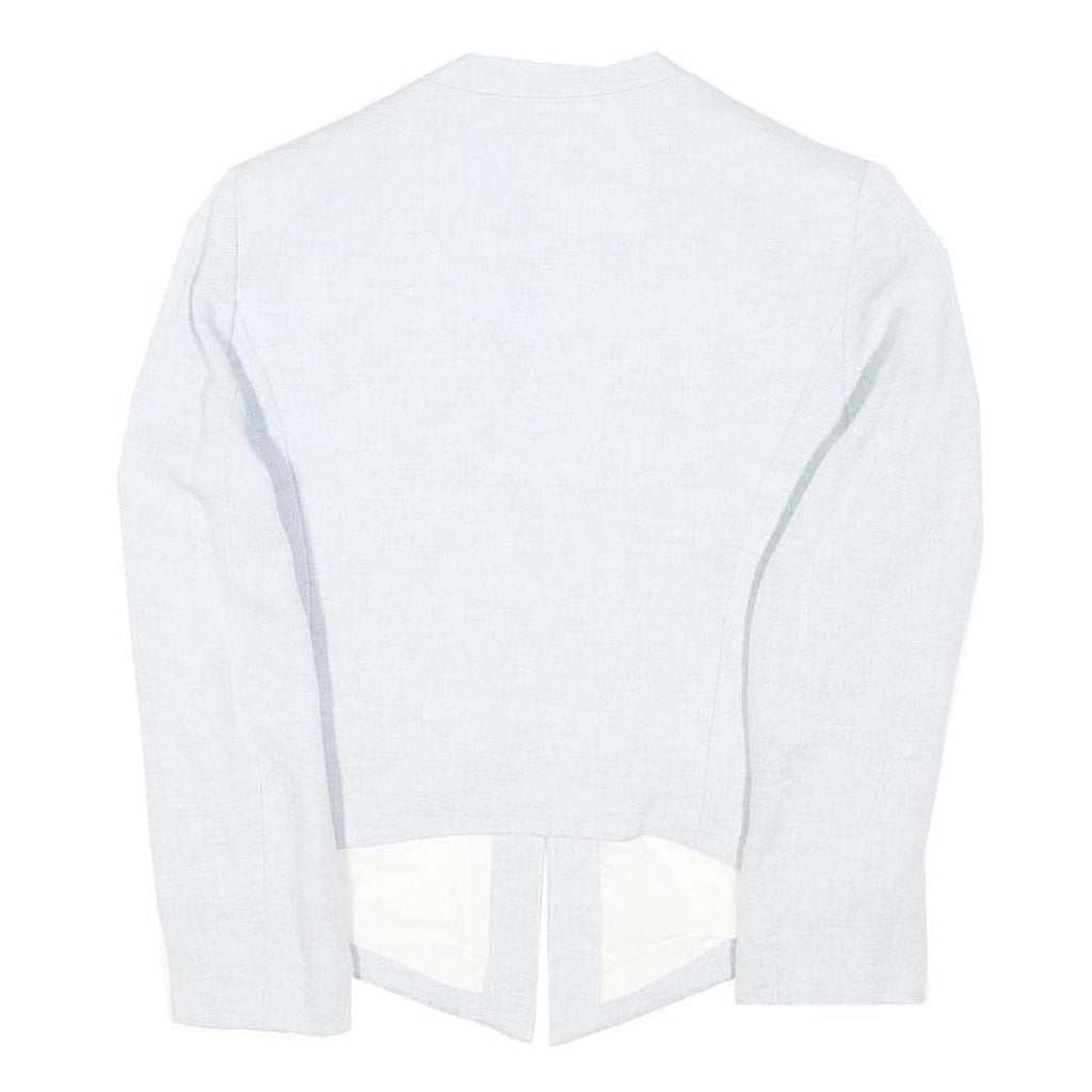 SANDRO Womens White Linen Blend Tailored Jacket S Zip Pockets Styled