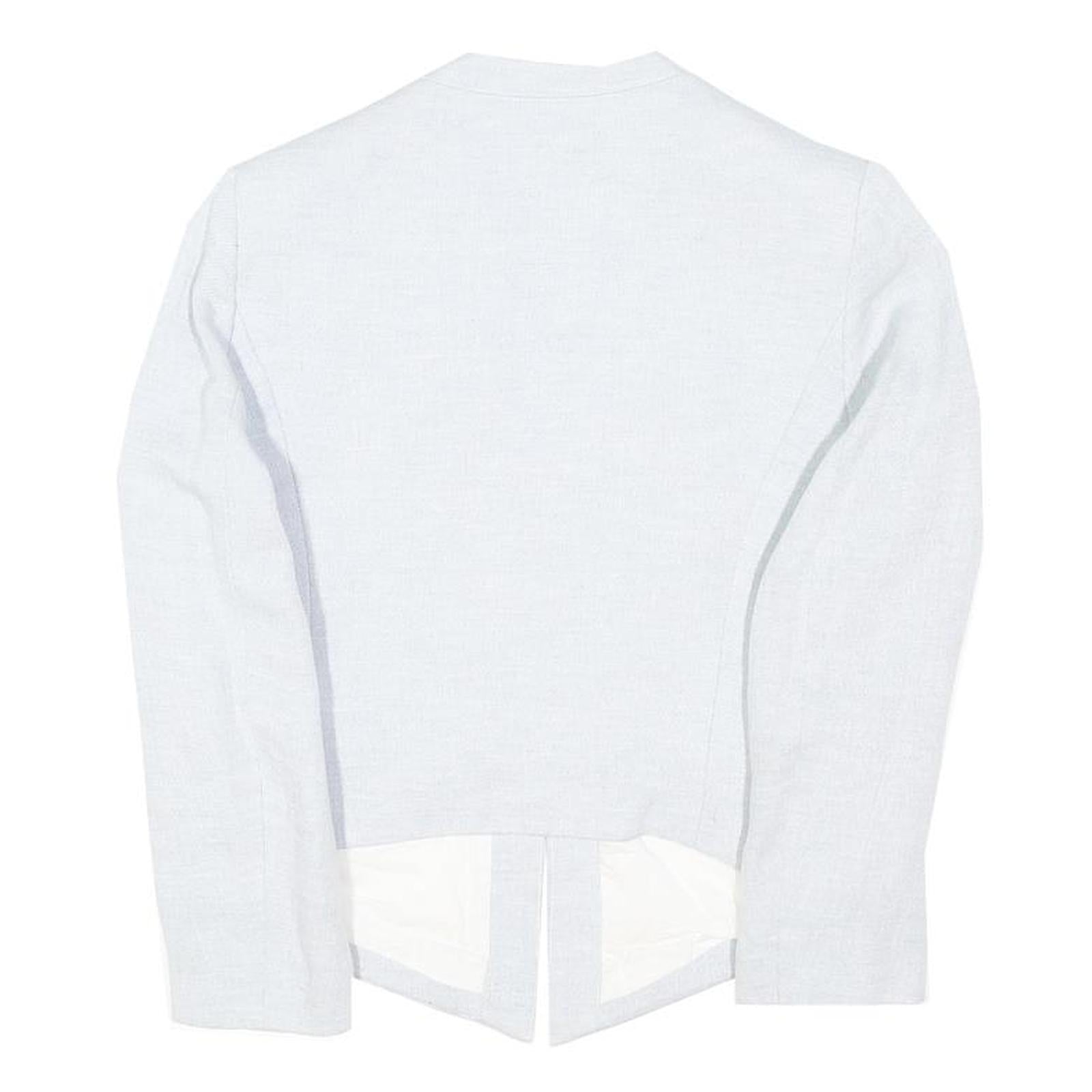 SANDRO Womens White Linen Blend Tailored Jacket S Zip Pockets Styled