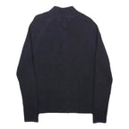 TOMMY HILFIGER Mens Navy Plain Jumper Full Zip Crew Neck Rib Knit M Cotton