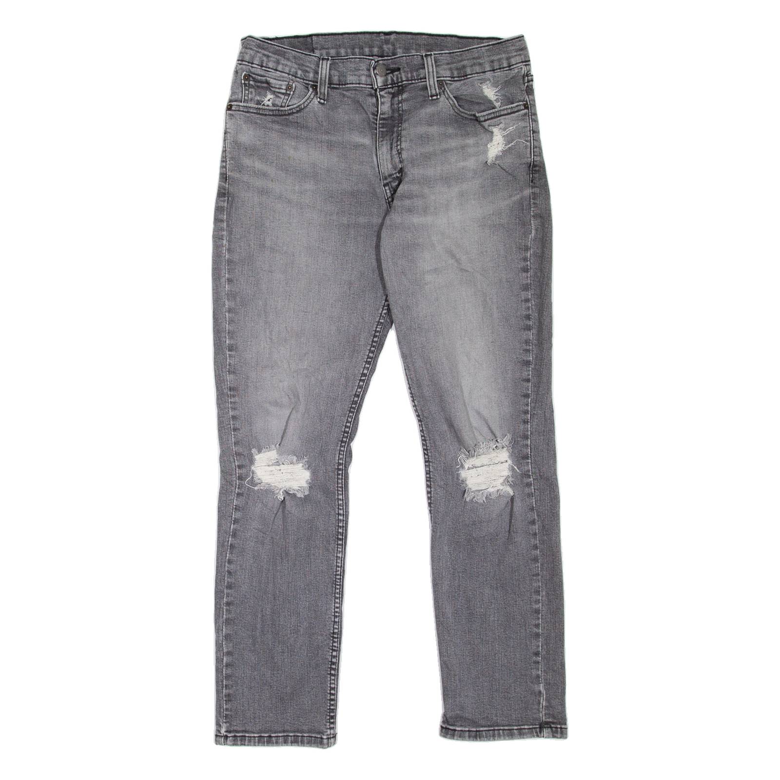 LEVI'S 511 Jeans Distressed Mens Grey Slim Straight Stone Wash W33 L30