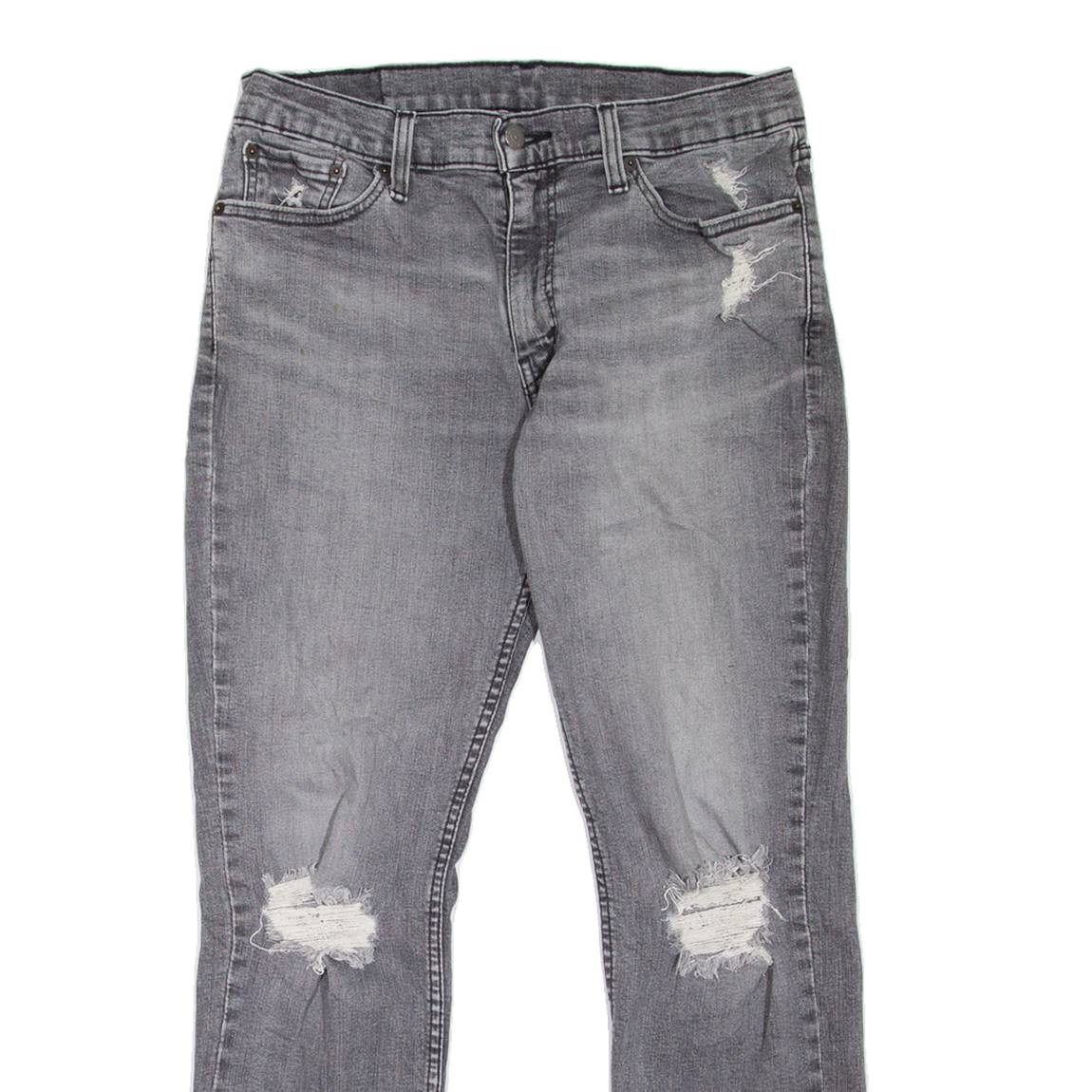 LEVI'S 511 Jeans Distressed Mens Grey Slim Straight Stone Wash W33 L30