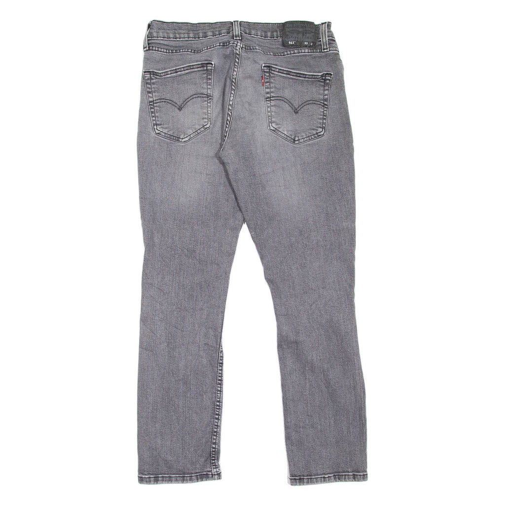 LEVI'S 511 Jeans Distressed Mens Grey Slim Straight Stone Wash W33 L30