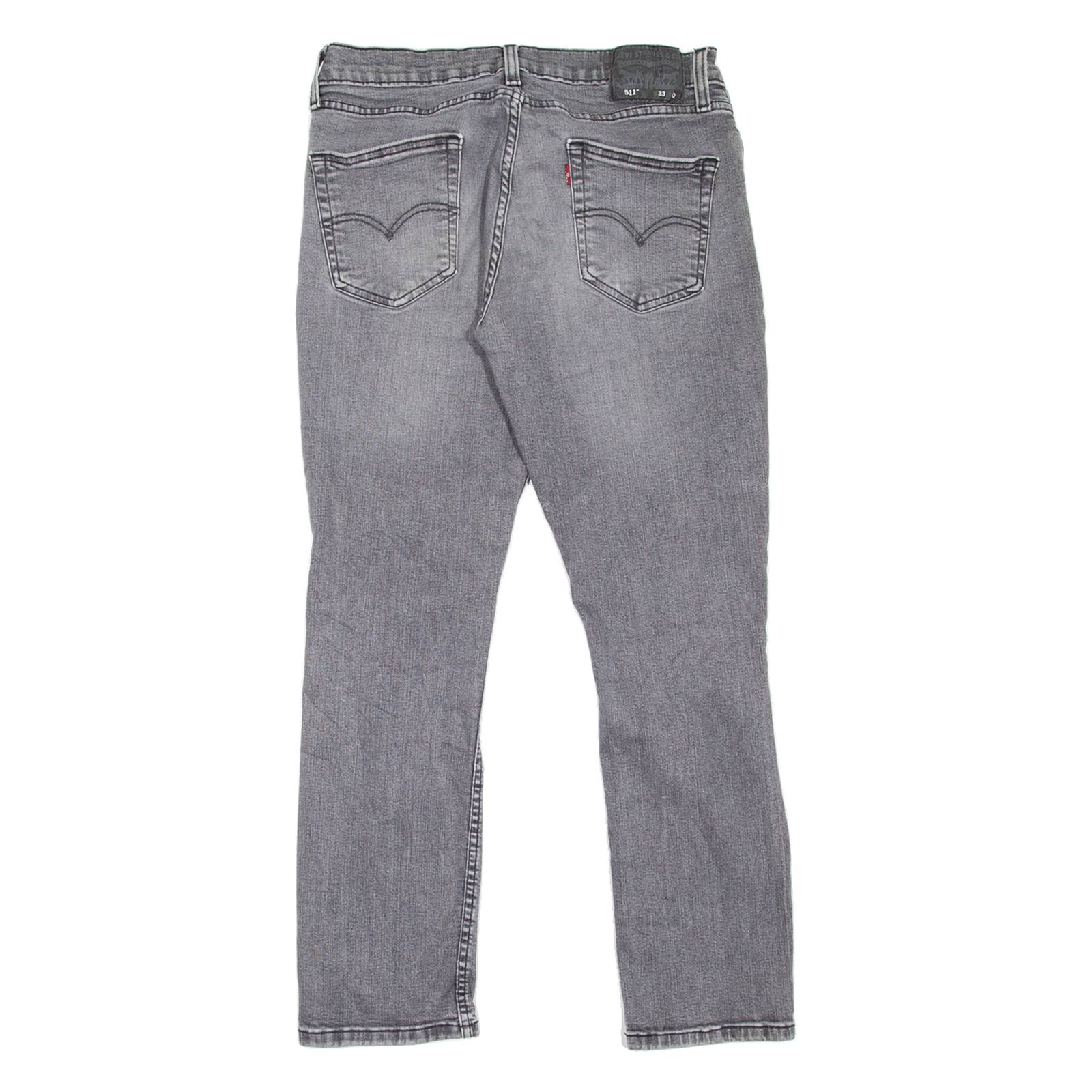 LEVI'S 511 Jeans Distressed Mens Grey Slim Straight Stone Wash W33 L30