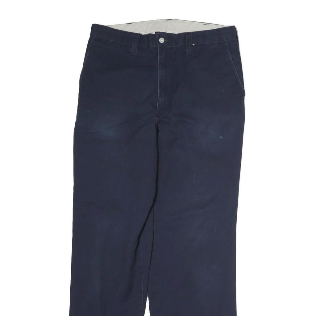 DICKIES Mens Cotton Navy Blue Regular Straight Leg Trousers W32 L30 Workwear