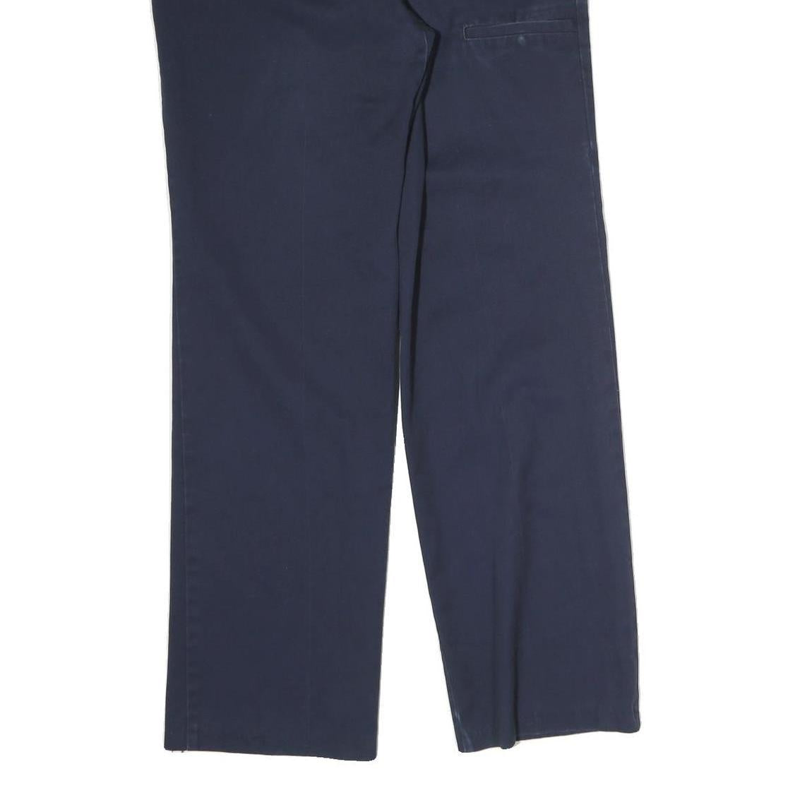 DICKIES Mens Cotton Navy Blue Regular Straight Leg Trousers W32 L30 Workwear