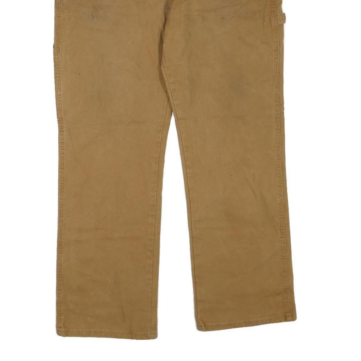 DICKIES Mens Regular Fit Straight Beige Cotton Blend Workwear W36 L30 Zip Jeans